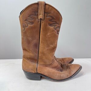 Vintage soft brown leather cowgirl cowboy boots size 8.5